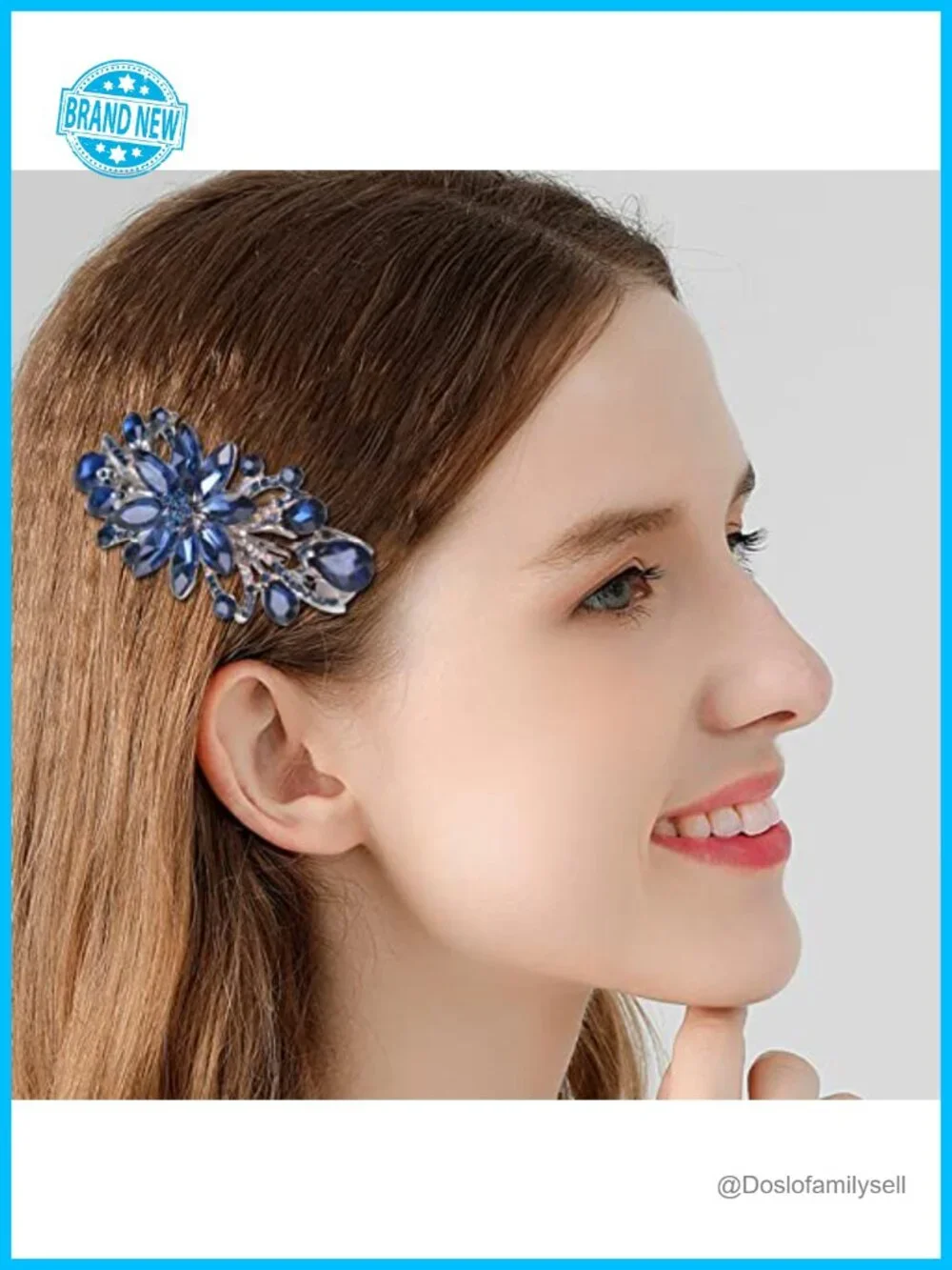 Alloy Flower Rhinestone Hair Barrette Clip for Women